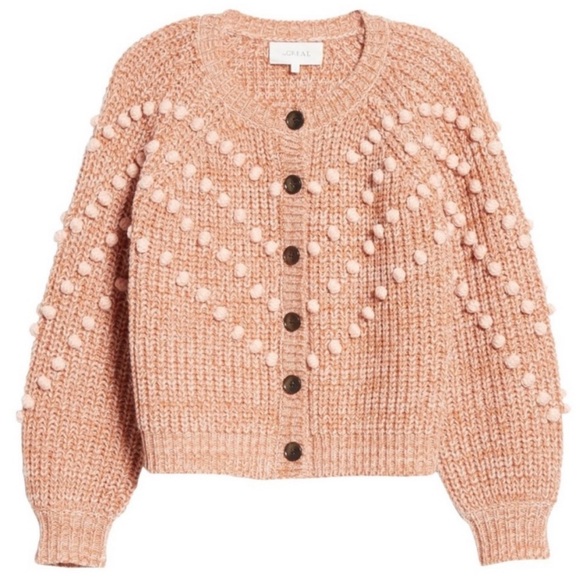 THE GREAT. Pink Marled Bobble Cardigan Sweater Savanna Rose, Small 1361 - Picture 3 of 11